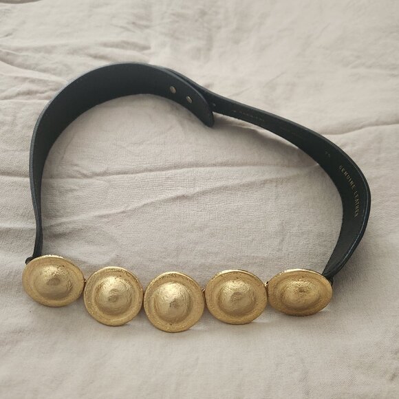 Leather belt with gold front - Picture 1 of 3